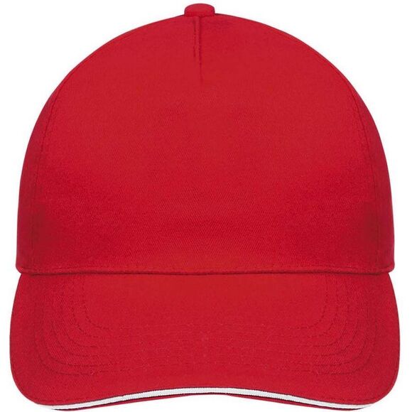 SOLS Unisex Sunny 5 Panel Baseball Cap / Red/White - Picture 4 of 5